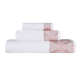 Medallion Cotton Jacquard Textured Soft Absorbent 3 Piece Towel Set
